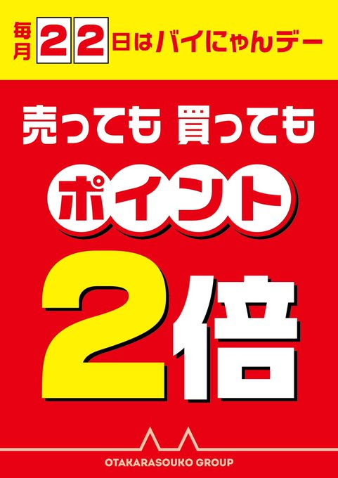 本日は買っても売ってもポイント２倍のバイにゃんデー！